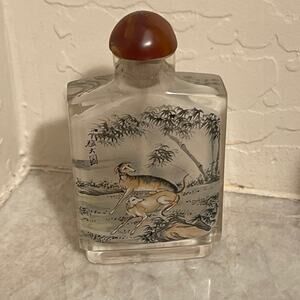 Vintage snuff Bottle asian with dogs